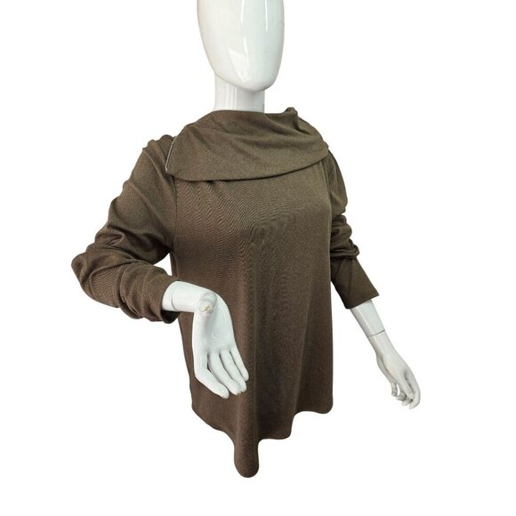 Fortune+Ivy Long Sleeve Zip Neck Tunic Top Womens XL Warm Brown Poly Blend Knit - Picture 11 of 11
